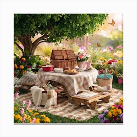 Summer Picnic With Flowers (2) Canvas Print