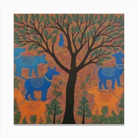 Traditional Painting, Oil On Canvas, Blue Color Canvas Print