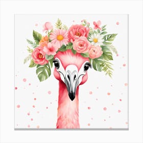 Floral Baby Flamingo Nursery Illustration (28) Canvas Print