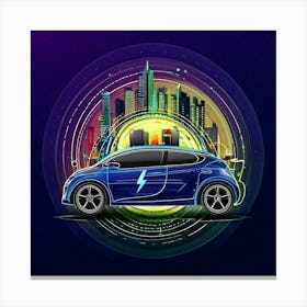 Firefly Car, Illustration, Background, Logo, Poster, Icons, Electric, Charging, Pollution, Vehicle, (3) Canvas Print