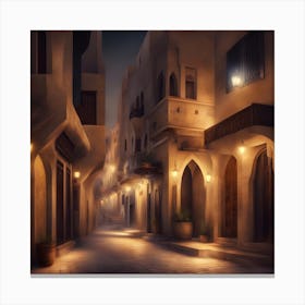 Arabic Street At Night 3 Canvas Print