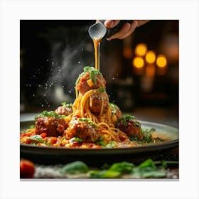 Spaghetti With Meatballs Canvas Print