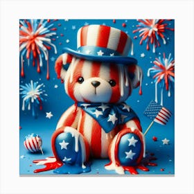 4th Of July Teddy Bear 1 Canvas Print