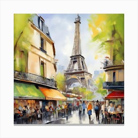 Paris Cafes.Cafe in Paris. spring season. Passersby. The beauty of the place. Oil colors.10 Canvas Print