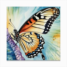 Butterfly On A Flower Canvas Print