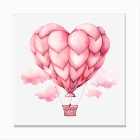 Pink Heart Hot Air Balloon 3 Canvas Print