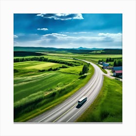 Nature Transportation City Summer Highway Expressway Grass Hill Traffic Country Up High G (3) Canvas Print