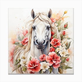 Horse With Flowers Canvas Print