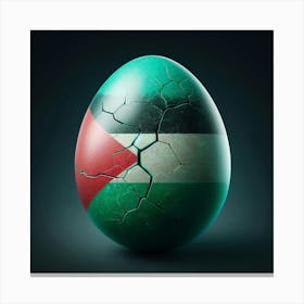 Palestine Flag On Cracked Egg Canvas Print