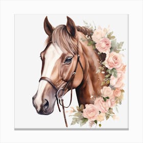 Horse Head With Roses Canvas Print