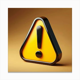 A 3D rendering of a yellow and black exclamation mark in a triangle, commonly used to indicate caution or danger 1 Canvas Print