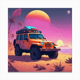 Jeep On The Beach 3 Canvas Print