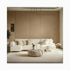 Minimalist Room With Boucle Furniture All White An (16) Canvas Print