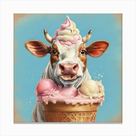 Ice Cream Cow Canvas Print