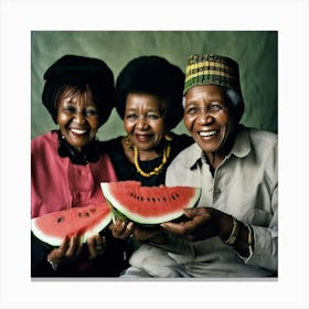 Nelson Mandela and Winnie eating watermelons Canvas Print
