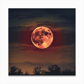 A Blood Moon During A Total Lunar Eclipse The Moon Canvas Print