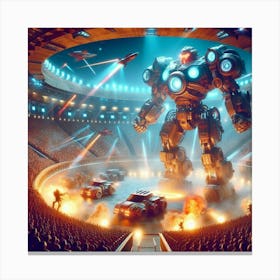 Giant Robot In A Stadium 1 Canvas Print