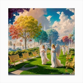 Angels In The Park 1 Canvas Print