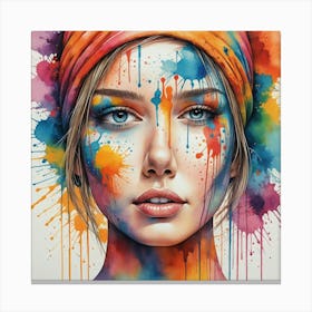 Watercolor Of A Girl 36 Canvas Print