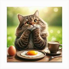 Cat With An Egg Canvas Print