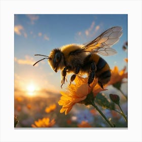 Bee On A Flower Canvas Print