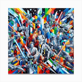 Star Wars, a cubist collage of Star Wars characters and scenes 1 Canvas Print