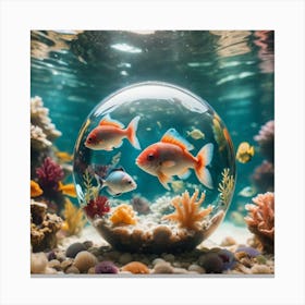 Fish In A Glass Ball Canvas Print