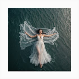 Bride Floats In The Water Canvas Print