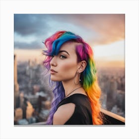 Rainbow Haired Girl Canvas Print