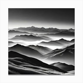 Black And White Mountain Landscape 14 Canvas Print