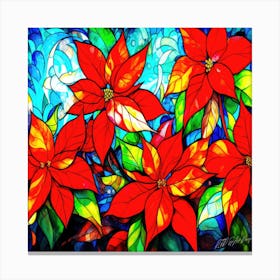 Poinsettias At Christmas - Red Holiday Flowers Canvas Print
