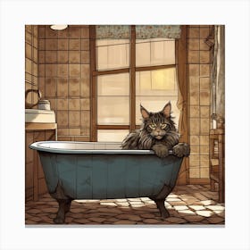 Maine Coon Cat Perched On Canvas Print