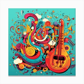 Doodle Music Background Canvas Print