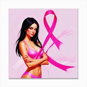 Women Breast Cancer Awareness background in Pink Ribbon international symbol for month October clipart and poster clipart and wall art 18 Canvas Print