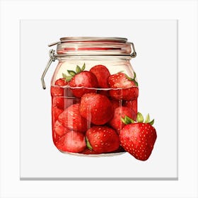 Strawberry In Glass Jar Canvas Print