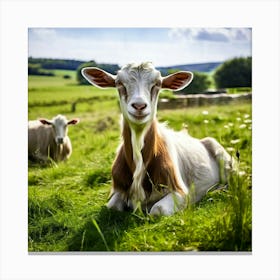 Pasture Rural Farm Goat Nature Farming Natural Countryside Animal Herd Agriculture Meadow Canvas Print