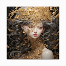 Asian Girl With Golden Hair Canvas Print