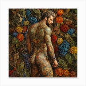 Naked Tattooed Man,  Tattooed Butt Canvas Print