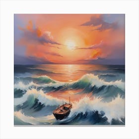 Boat In The Sea Canvas Print