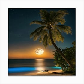 Full Moon At The Beach Canvas Print