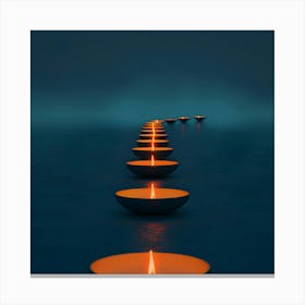 Lit Candles In The Water Canvas Print