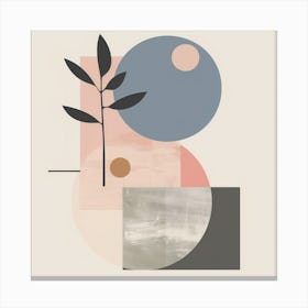 Harmony of Forms: Minimalist Fusion of Geometry and Nature in Pastel Hues Canvas Print