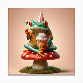 Frog With Ice Cream Canvas Print