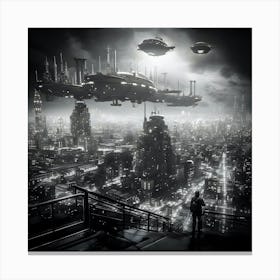 Cyberpunk city at night 1 Canvas Print
