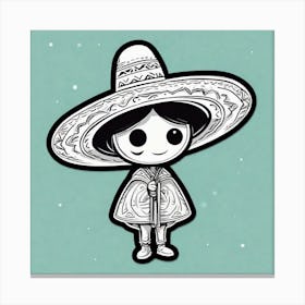 Mexican Sombrero And Pancho Sticker 2d Cute Fantasy Dreamy Vector Illustration 2d Flat Center (3) Canvas Print