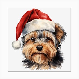 Yorkshire Terrier Christmas Hat 2 Canvas Print