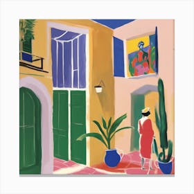 Of A Woman In A Courtyard Canvas Print