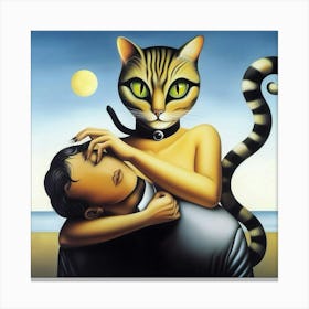 Cat And Man Canvas Print