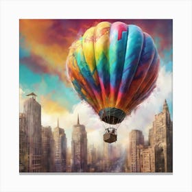 Hot Air Balloon and the city Canvas Print