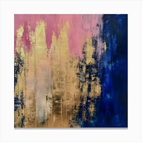 Golden Horizon: Abstract Pink and Blue Textured Canvas Canvas Print